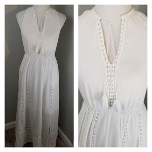 Madewell Piazza Maxi Dress Tassles White Pockets 0
